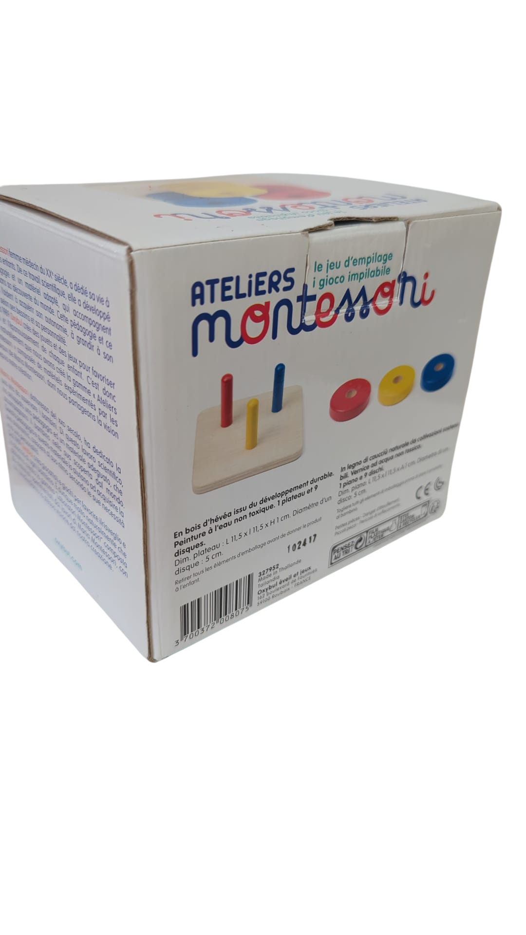 Ateliers Montessori – Jeu d'empilage en bois Oxybul