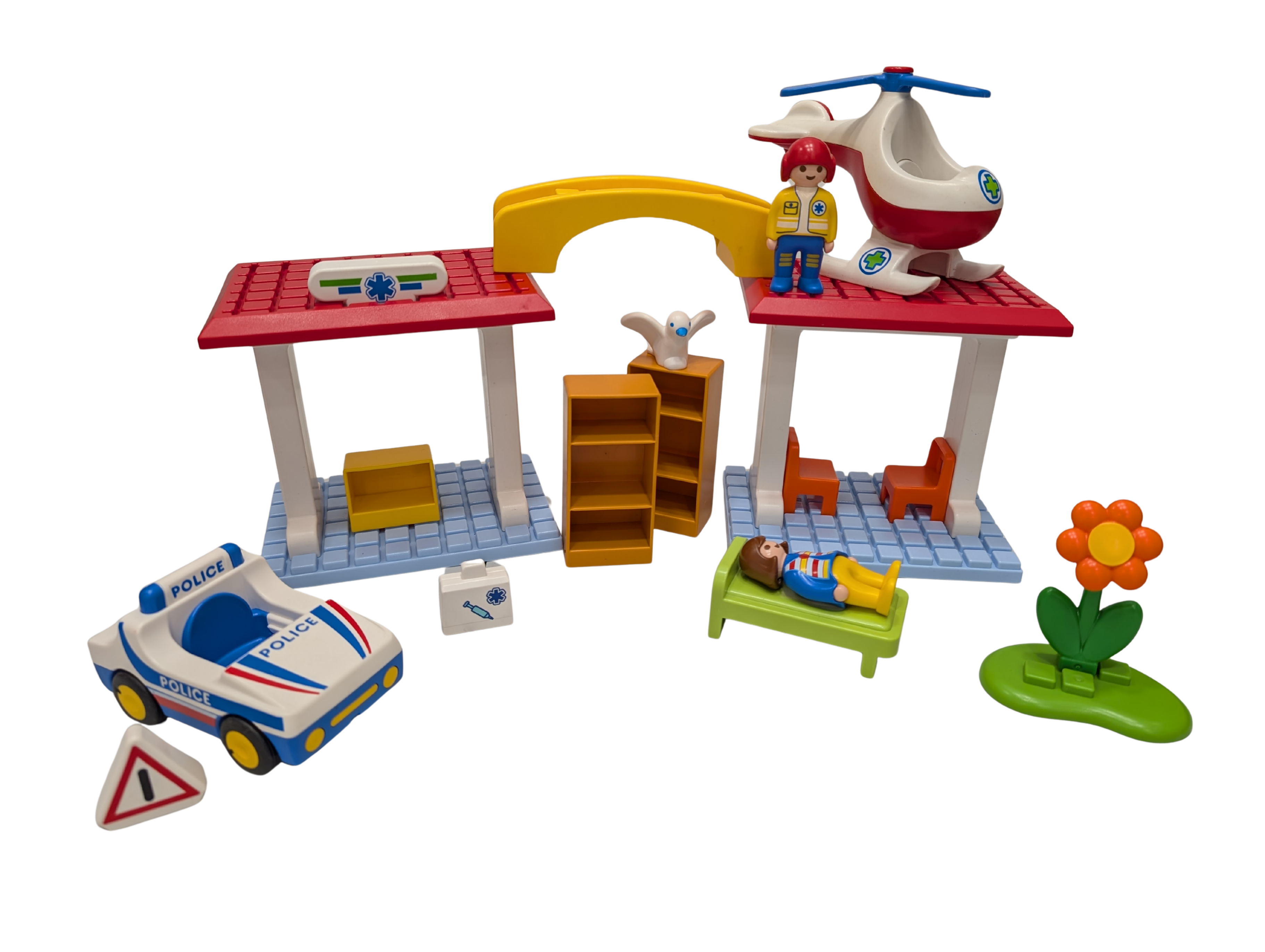 Playmobil 1.2.3 5046 – Hôpital avec hélicoptère et ambulance