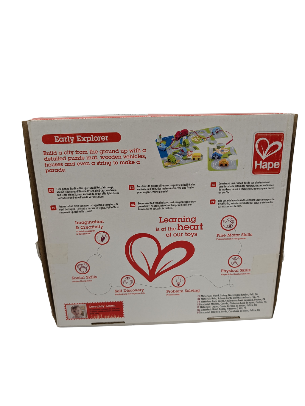 Hape Busy City Play Set – Tapis de ville avec véhicules en bois – 16 pièces