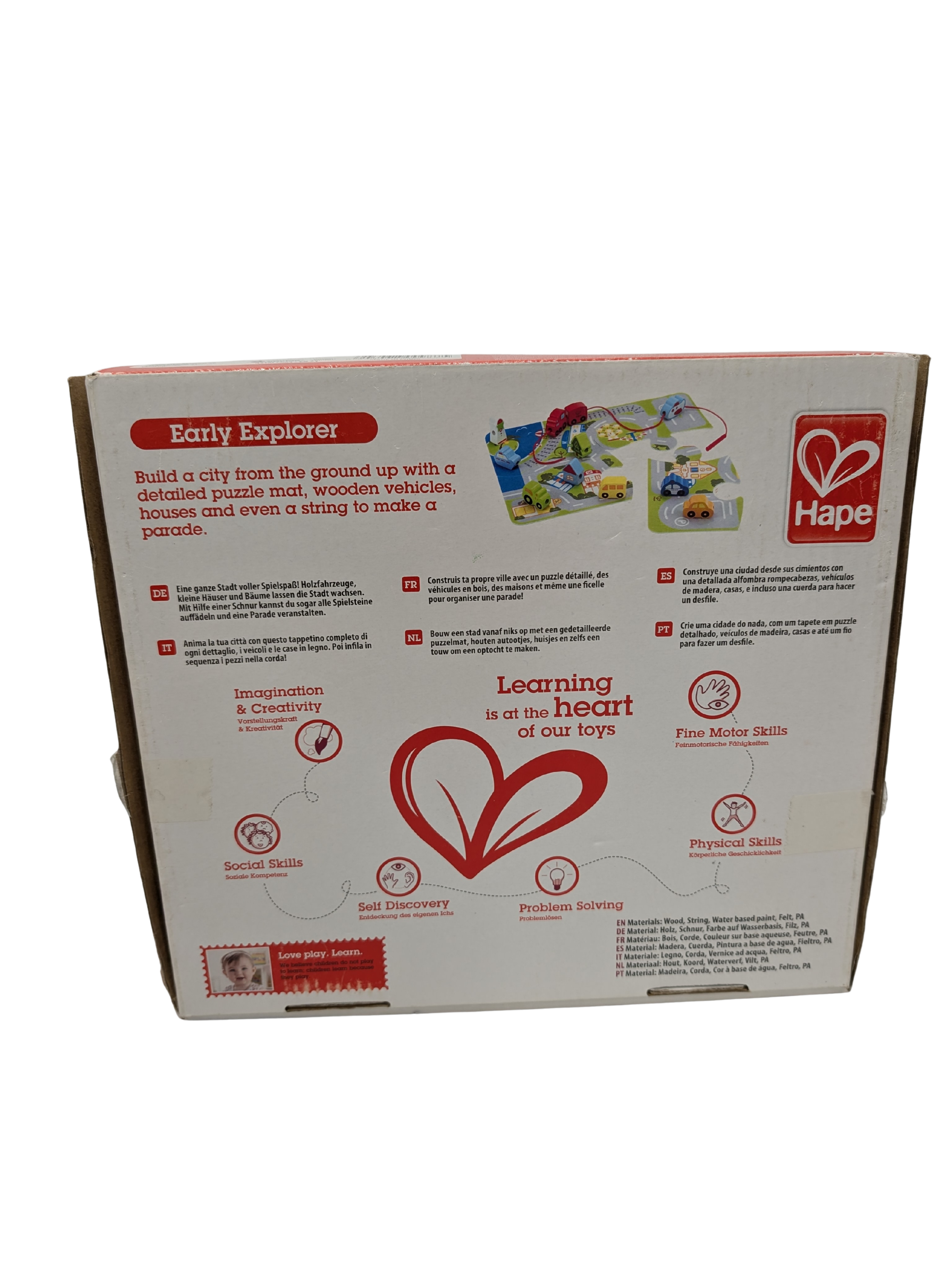Hape Busy City Play Set – Tapis de ville avec véhicules en bois – 16 pièces