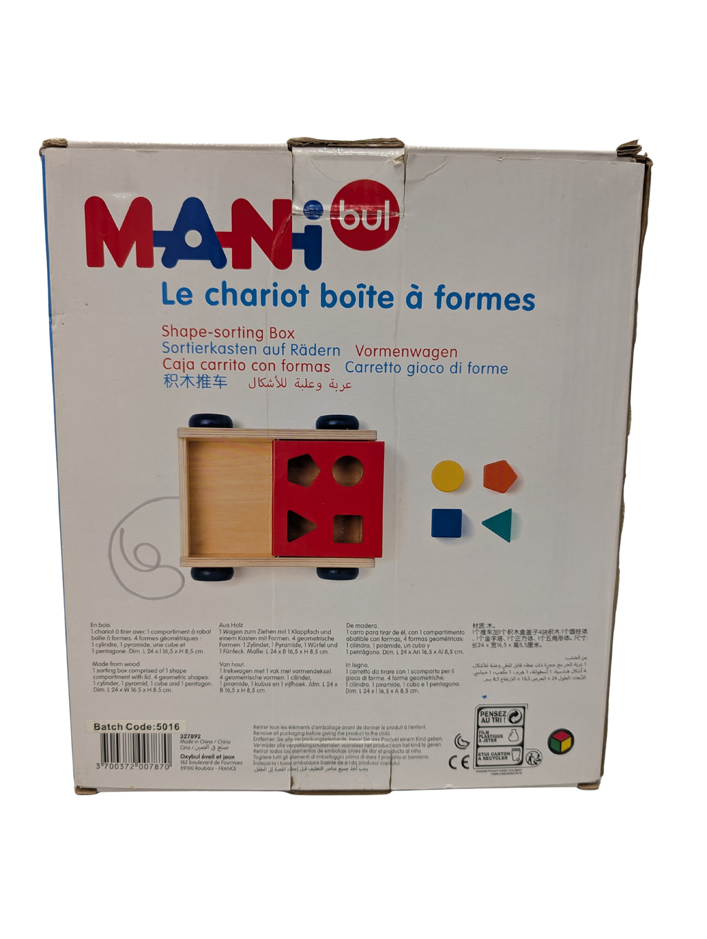 Mani'bul Chariot Boîte à Formes en Bois – Xybul