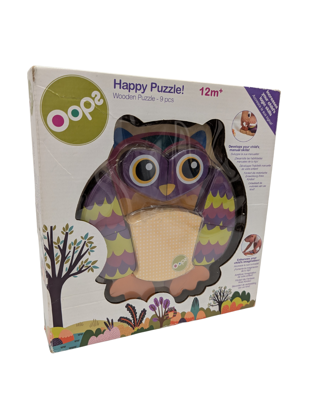 Happy Puzzle Hibou en Bois 9 Pièces – Oops