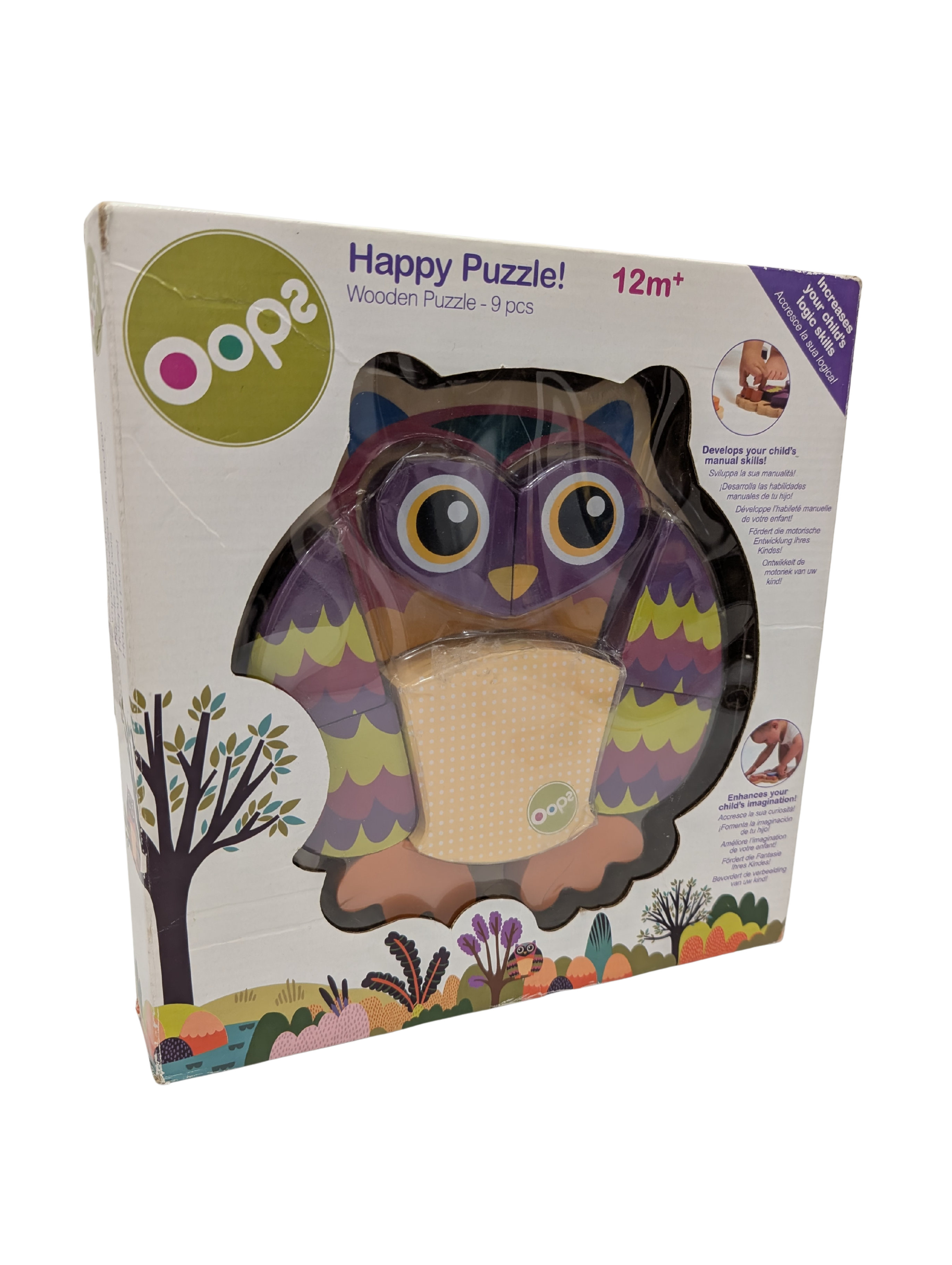 Happy Puzzle Hibou en Bois 9 Pièces – Oops