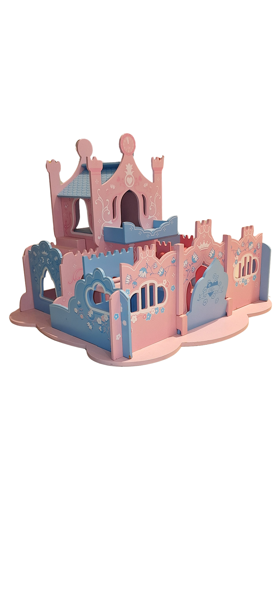 Papo – Château en bois rose et bleu avec balancçoire